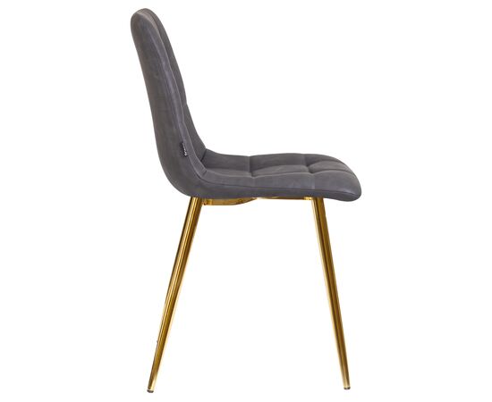 Стул обеденный DOBRIN ALEX, золотые ножки, серая антрацитовая винтажная экокожа (RU-08), Вариант: золотые ножки, серая антрацитовая винтажная экокожа (RU-08), изображение 3 | Интернет магазин мебели и декора LifeDekor