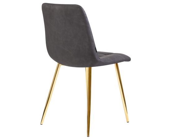 Стул обеденный DOBRIN ALEX, золотые ножки, серая антрацитовая винтажная экокожа (RU-08), Вариант: золотые ножки, серая антрацитовая винтажная экокожа (RU-08), изображение 4 | Интернет магазин мебели и декора LifeDekor