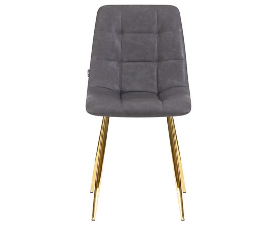 Стул обеденный DOBRIN ALEX, золотые ножки, серая антрацитовая винтажная экокожа (RU-08), Вариант: золотые ножки, серая антрацитовая винтажная экокожа (RU-08), изображение 6 | Интернет магазин мебели и декора LifeDekor