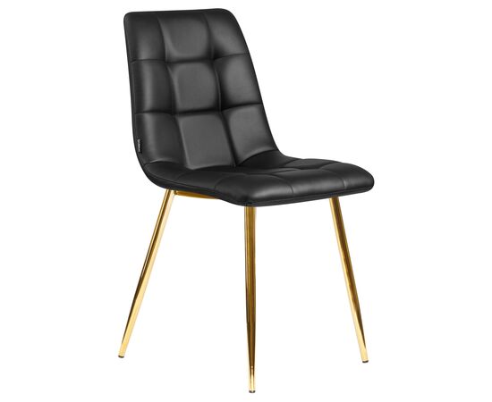 Стул обеденный DOBRIN ALEX, золотые ножки, чёрная экокожа (P-01), Вариант: золотые ножки, чёрная экокожа (P-01), изображение 2 | Интернет магазин мебели и декора LifeDekor