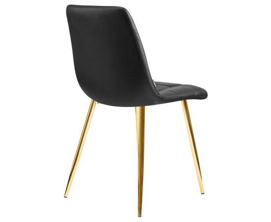 Стул обеденный DOBRIN ALEX, золотые ножки, чёрная экокожа (P-01), Вариант: золотые ножки, чёрная экокожа (P-01), изображение 4 | Интернет магазин мебели и декора LifeDekor
