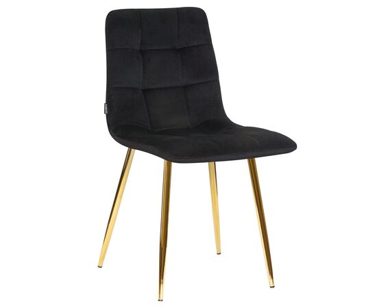Стул обеденный DOBRIN ALEX, золотые ножки, черный велюр (V108-77),, Вариант: золотые ножки, черный велюр (V108-77), | Интернет магазин мебели и декора LifeDekor