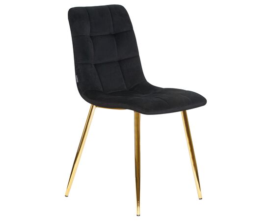 Стул обеденный DOBRIN ALEX, золотые ножки, черный велюр (V108-77),, Вариант: золотые ножки, черный велюр (V108-77),, изображение 2 | Интернет магазин мебели и декора LifeDekor