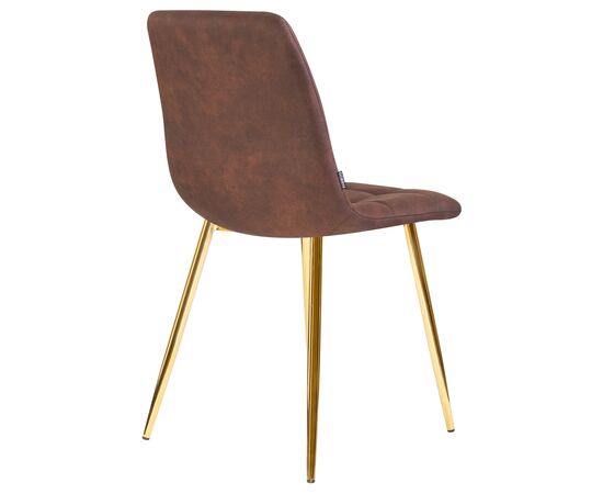 Стул обеденный DOBRIN ALEX, золотые ножки, коричневая микрофибра (PK-03), Вариант: золотые ножки, коричневая микрофибра (PK-03), изображение 4 | Интернет магазин мебели и декора LifeDekor