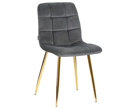 Стул обеденный DOBRIN ALEX, золотые ножки, темно-серый велюр (V108-91), Вариант: золотые ножки, темно-серый велюр (V108-91) | Интернет магазин мебели и декора LifeDekor
