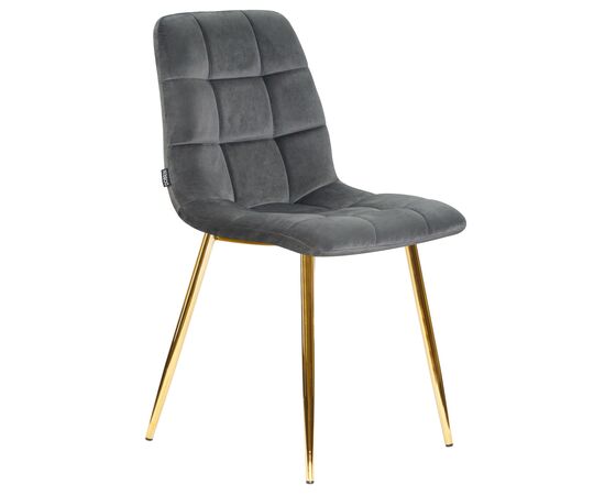 Стул обеденный DOBRIN ALEX, золотые ножки, темно-серый велюр (V108-91), Вариант: золотые ножки, темно-серый велюр (V108-91), изображение 2 | Интернет магазин мебели и декора LifeDekor