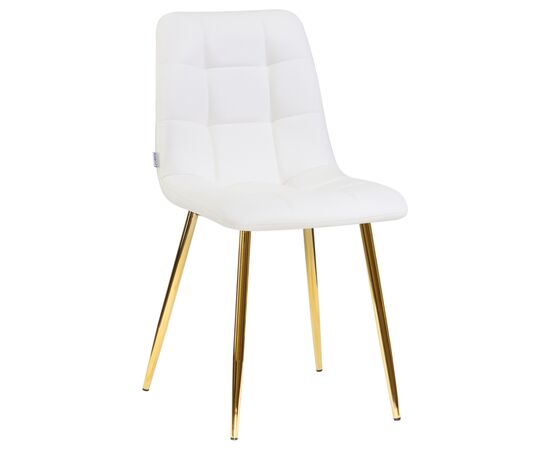 Стул обеденный DOBRIN ALEX, золотые ножки, белая экокожа (P-02), Вариант: золотые ножки, белая экокожа (P-02) | Интернет магазин мебели и декора LifeDekor