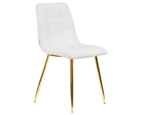 Стул обеденный DOBRIN ALEX, золотые ножки, белая экокожа (P-02), Вариант: золотые ножки, белая экокожа (P-02), изображение 2 | Интернет магазин мебели и декора LifeDekor