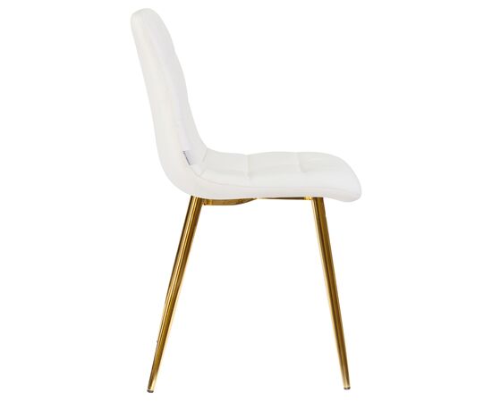 Стул обеденный DOBRIN ALEX, золотые ножки, белая экокожа (P-02), Вариант: золотые ножки, белая экокожа (P-02), изображение 3 | Интернет магазин мебели и декора LifeDekor