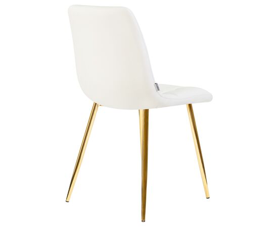 Стул обеденный DOBRIN ALEX, золотые ножки, белая экокожа (P-02), Вариант: золотые ножки, белая экокожа (P-02), изображение 4 | Интернет магазин мебели и декора LifeDekor