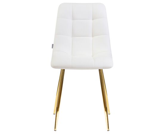 Стул обеденный DOBRIN ALEX, золотые ножки, белая экокожа (P-02), Вариант: золотые ножки, белая экокожа (P-02), изображение 6 | Интернет магазин мебели и декора LifeDekor