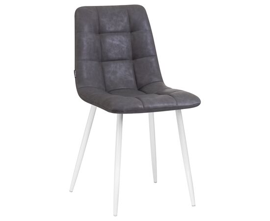 Стул обеденный DOBRIN ALEX, белые ножки, серая антрацитовая винтажная экокожа (RU-08), Вариант: белые ножки, серая антрацитовая винтажная экокожа (RU-08) | Интернет магазин мебели и декора LifeDekor