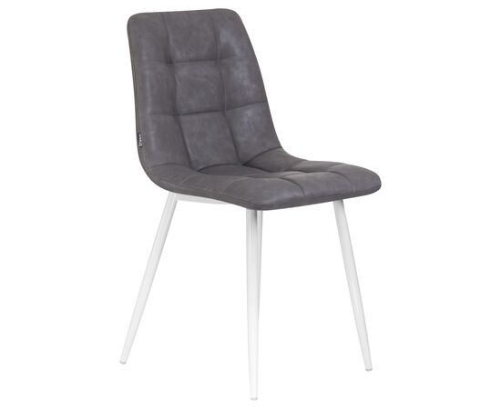 Стул обеденный DOBRIN ALEX, белые ножки, серая антрацитовая винтажная экокожа (RU-08), Вариант: белые ножки, серая антрацитовая винтажная экокожа (RU-08), изображение 2 | Интернет магазин мебели и декора LifeDekor