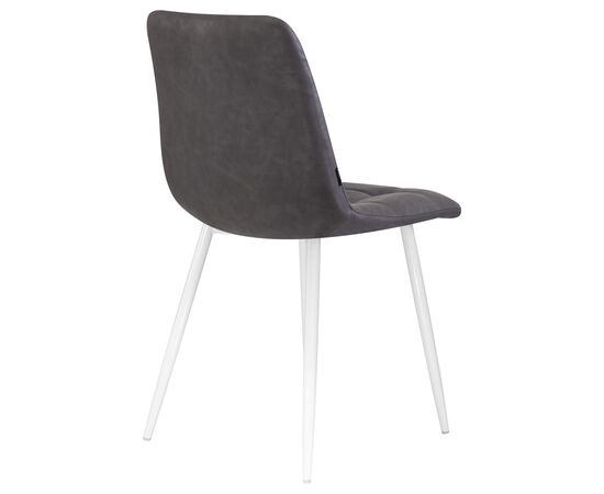 Стул обеденный DOBRIN ALEX, белые ножки, серая антрацитовая винтажная экокожа (RU-08), Вариант: белые ножки, серая антрацитовая винтажная экокожа (RU-08), изображение 4 | Интернет магазин мебели и декора LifeDekor