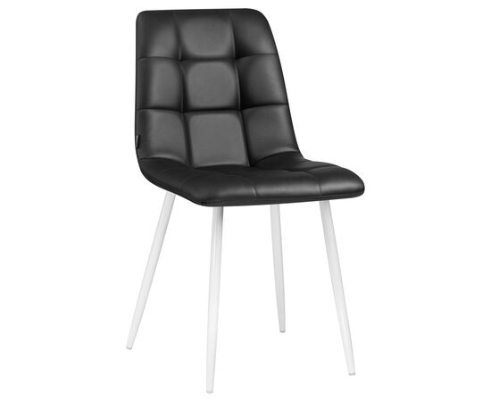 Стул обеденный DOBRIN ALEX, белые ножки, чёрная экокожа (P-01), Вариант: белые ножки, чёрная экокожа (P-01) | Интернет магазин мебели и декора LifeDekor