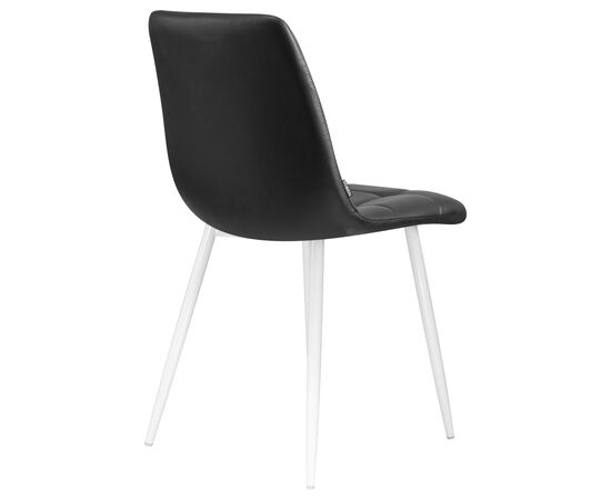 Стул обеденный DOBRIN ALEX, белые ножки, чёрная экокожа (P-01), Вариант: белые ножки, чёрная экокожа (P-01), изображение 4 | Интернет магазин мебели и декора LifeDekor