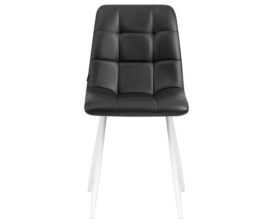 Стул обеденный DOBRIN ALEX, белые ножки, чёрная экокожа (P-01), Вариант: белые ножки, чёрная экокожа (P-01), изображение 6 | Интернет магазин мебели и декора LifeDekor