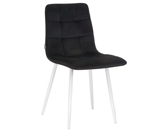 Стул обеденный DOBRIN ALEX, белые ножки, черный велюр (V108-77),, Вариант: белые ножки, черный велюр (V108-77), | Интернет магазин мебели и декора LifeDekor