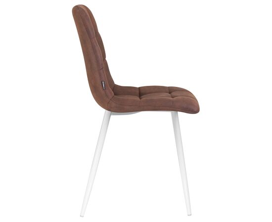 Стул обеденный DOBRIN ALEX, белые ножки, коричневая микрофибра (PK-03), Вариант: белые ножки, коричневая микрофибра (PK-03), изображение 3 | Интернет магазин мебели и декора LifeDekor