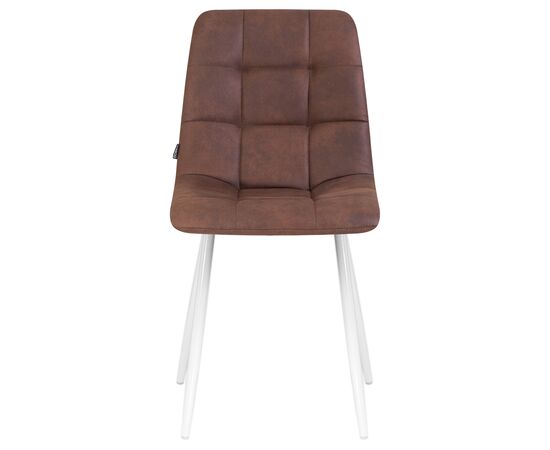 Стул обеденный DOBRIN ALEX, белые ножки, коричневая микрофибра (PK-03), Вариант: белые ножки, коричневая микрофибра (PK-03), изображение 6 | Интернет магазин мебели и декора LifeDekor