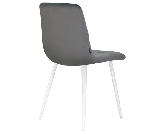 Стул обеденный DOBRIN ALEX, белые ножки, темно-серый велюр V108-91, Вариант: белые ножки, темно-серый велюр V108-91, изображение 4 | Интернет магазин мебели и декора LifeDekor