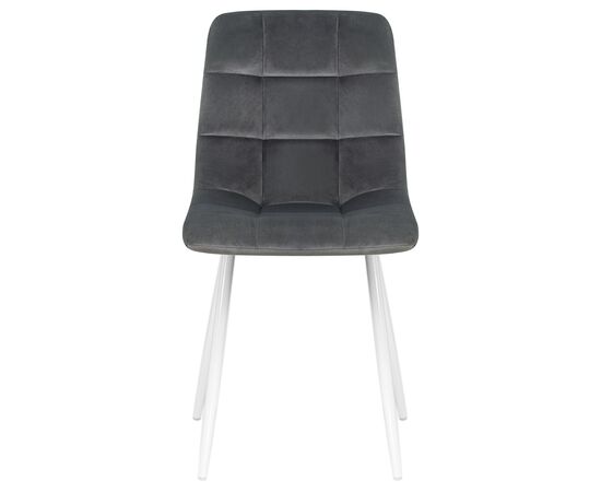 Стул обеденный DOBRIN ALEX, белые ножки, темно-серый велюр V108-91, Вариант: белые ножки, темно-серый велюр V108-91, изображение 6 | Интернет магазин мебели и декора LifeDekor