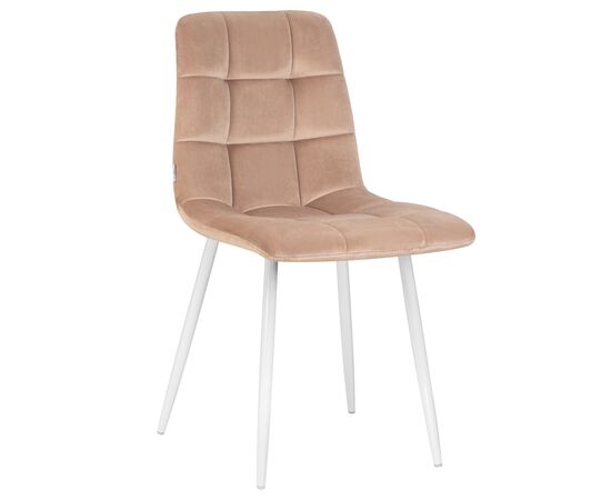 Стул обеденный DOBRIN ALEX, белые ножки, мокко велюр (V108-104),, Вариант: белые ножки, мокко велюр (V108-104), | Интернет магазин мебели и декора LifeDekor