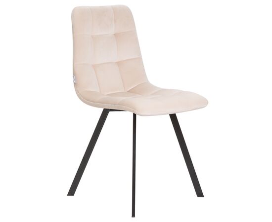 Стул обеденный DOBRIN ALEX SQUARE, черные матовые ножки, кремовый велюр (V108-113), Вариант: черные матовые ножки, кремовый велюр (V108-113), изображение 2 | Интернет магазин мебели и декора LifeDekor