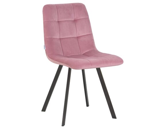 Стул обеденный DOBRIN ALEX SQUARE, черные матовые ножки, розовый велюр (V108-15), Вариант: черные матовые ножки, розовый велюр (V108-15) | Интернет магазин мебели и декора LifeDekor