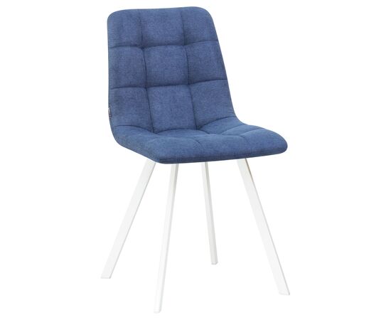 Стул обеденный DOBRIN ALEX SQUARE, белые ножки, синяя ткань (UF860-14B), Вариант: белые ножки, синяя ткань (UF860-14B) | Интернет магазин мебели и декора LifeDekor