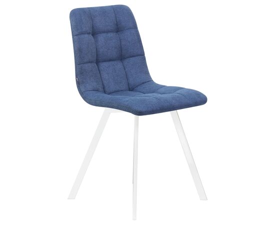Стул обеденный DOBRIN ALEX SQUARE, белые ножки, синяя ткань (UF860-14B), Вариант: белые ножки, синяя ткань (UF860-14B), изображение 2 | Интернет магазин мебели и декора LifeDekor