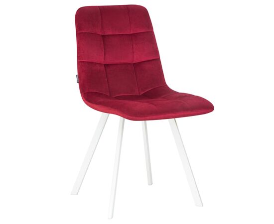 Стул обеденный DOBRIN ALEX SQUARE, белые ножки, бордовый велюр (V108-85), Вариант: белые ножки, бордовый велюр (V108-85) | Интернет магазин мебели и декора LifeDekor