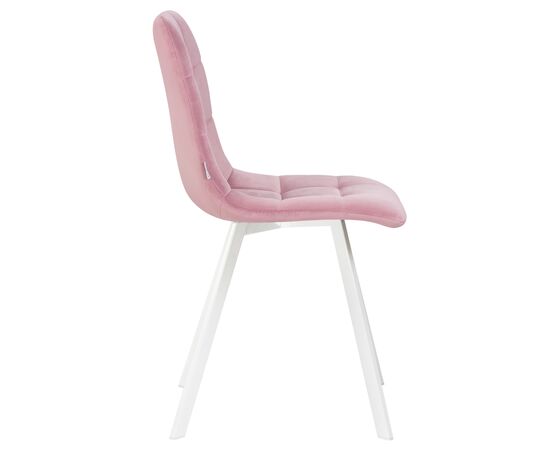 Стул обеденный DOBRIN ALEX SQUARE, белые ножки, розовый велюр (V108-15), Вариант: белые ножки, розовый велюр (V108-15), изображение 3 | Интернет магазин мебели и декора LifeDekor