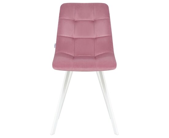 Стул обеденный DOBRIN ALEX SQUARE, белые ножки, розовый велюр (V108-15), Вариант: белые ножки, розовый велюр (V108-15), изображение 6 | Интернет магазин мебели и декора LifeDekor