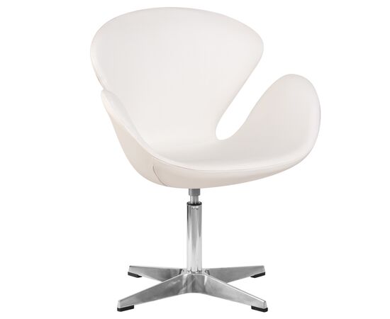 Кресло дизайнерское DOBRIN SWAN, белый кожзам P23, алюминиевое основание, Вариант: белый кожзам P23, алюминиевое основание | Интернет магазин мебели и декора LifeDekor