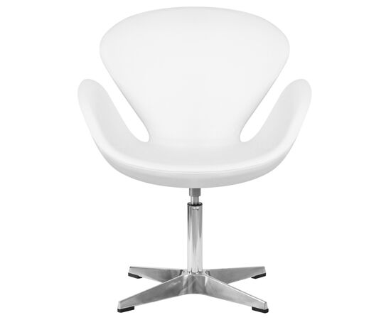 Кресло дизайнерское DOBRIN SWAN, белый кожзам P23, алюминиевое основание, Вариант: белый кожзам P23, алюминиевое основание, изображение 6 | Интернет магазин мебели и декора LifeDekor