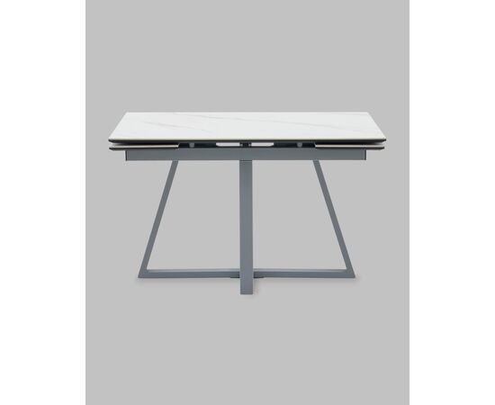 Стол Керас 120-180/80/75 столешница МДФ16/керамика Snow white подстолье металл серый, изображение 3 | Интернет магазин мебели и декора LifeDekor