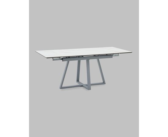 Стол Керас 120-180/80/75 столешница МДФ16/керамика Snow white подстолье металл серый, изображение 5 | Интернет магазин мебели и декора LifeDekor