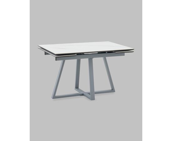 Стол Керас 120-180/80/75 столешница МДФ16/керамика Snow white подстолье металл серый, изображение 2 | Интернет магазин мебели и декора LifeDekor