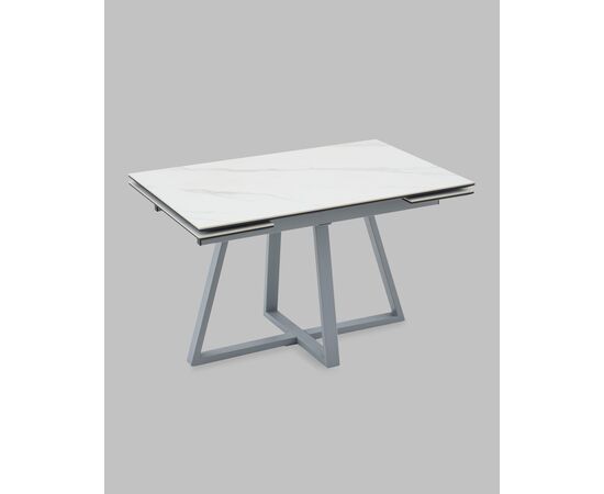 Стол Керас 120-180/80/75 столешница МДФ16/керамика Snow white подстолье металл серый, изображение 6 | Интернет магазин мебели и декора LifeDekor