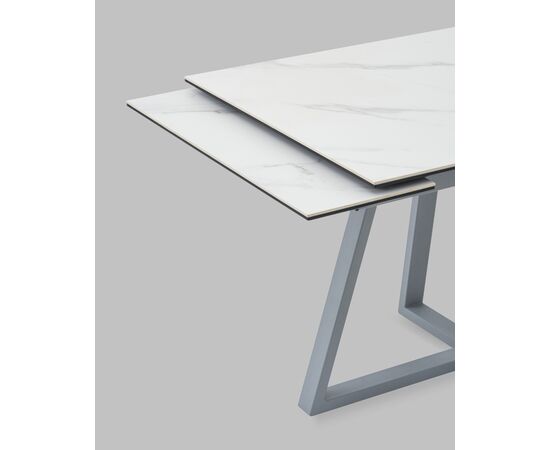 Стол Керас 120-180/80/75 столешница МДФ16/керамика Snow white подстолье металл серый, изображение 7 | Интернет магазин мебели и декора LifeDekor