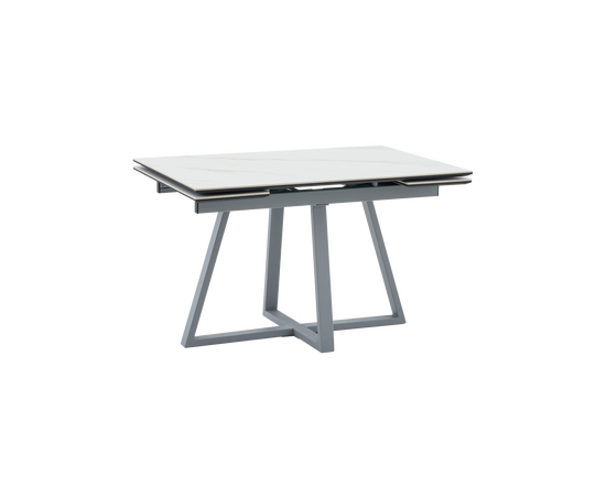 Стол Керас 120-180/80/75 столешница МДФ16/керамика Snow white подстолье металл серый | Интернет магазин мебели и декора LifeDekor