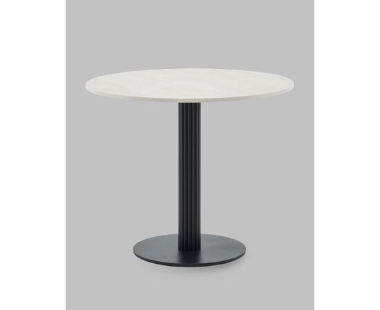 Стол круглый Фризбин D90, столешница МДФ ледяной камень, основание металл черный, изображение 2 | Интернет магазин мебели и декора LifeDekor