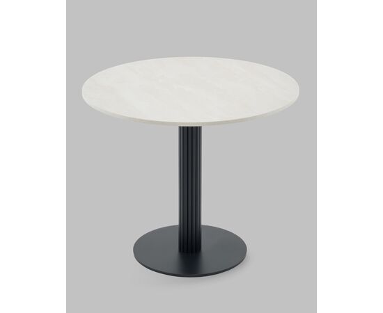 Стол круглый Фризбин D90, столешница МДФ ледяной камень, основание металл черный, изображение 3 | Интернет магазин мебели и декора LifeDekor