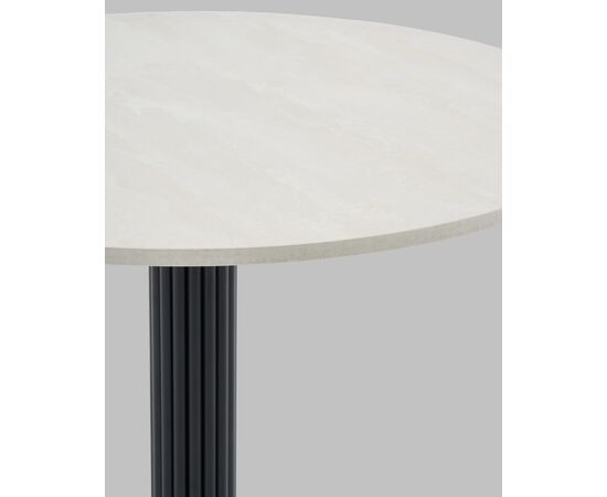 Стол круглый Фризбин D90, столешница МДФ ледяной камень, основание металл черный, изображение 5 | Интернет магазин мебели и декора LifeDekor