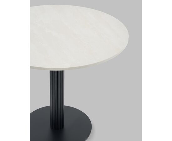 Стол круглый Фризбин D90, столешница МДФ ледяной камень, основание металл черный, изображение 4 | Интернет магазин мебели и декора LifeDekor