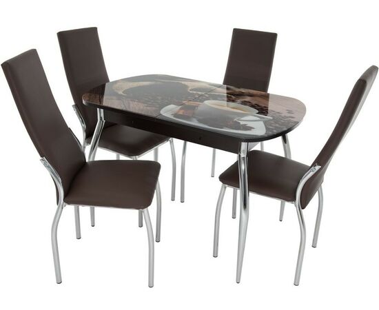 Стол «Ривьера» фотопечать Кофе 22, хром, изображение 8 | Интернет магазин мебели и декора LifeDekor