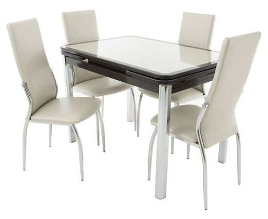 Стол «Пекин» кожа Мозаика 19406, коричневый, изображение 7 | Интернет магазин мебели и декора LifeDekor