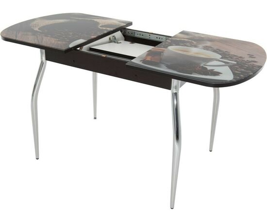 Стол «Ривьера» фотопечать Кофе 22, хром, изображение 3 | Интернет магазин мебели и декора LifeDekor