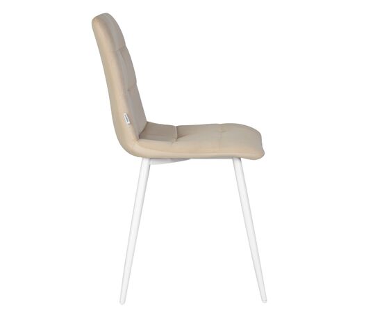 Набор 4 шт Стул обеденный DOBRIN CHILLY, Бежевый Holland 07, основание белое, Вариант: Бежевый Holland 07, основание белое, изображение 5 | Интернет магазин мебели и декора LifeDekor
